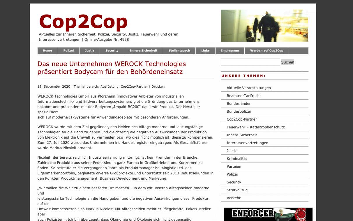 Cop2Cop Website Screenshot