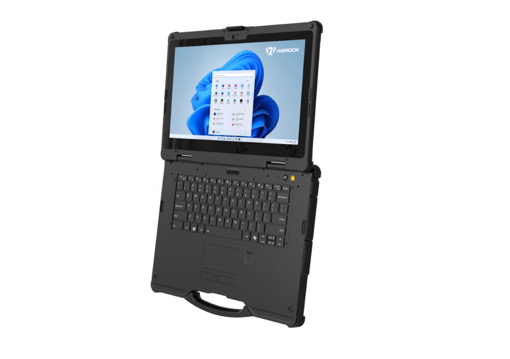 Rockbook X540 G3 Rugged Notebook 180° open view