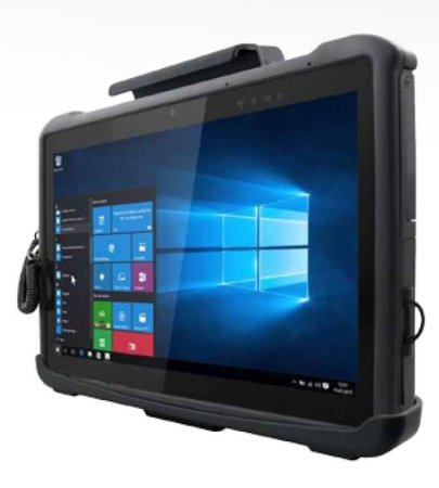 Rocktab U212 Rugged Tablet front view in vehicle mount station