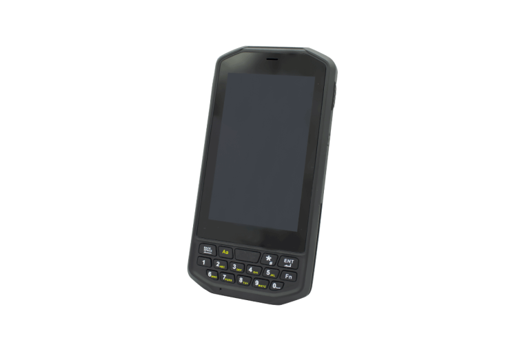 Scoria A104 Rugged Handheld Ansicht von vorne mit schwarzem Bildschirm